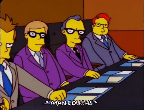 A meeting with the line “man coughs,” and everybody in the meeting goes quiet.