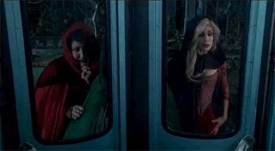 Three witches from Hocus Pocus get on a bus.