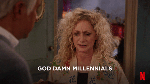 A woman saying, 'God damn millennials'
