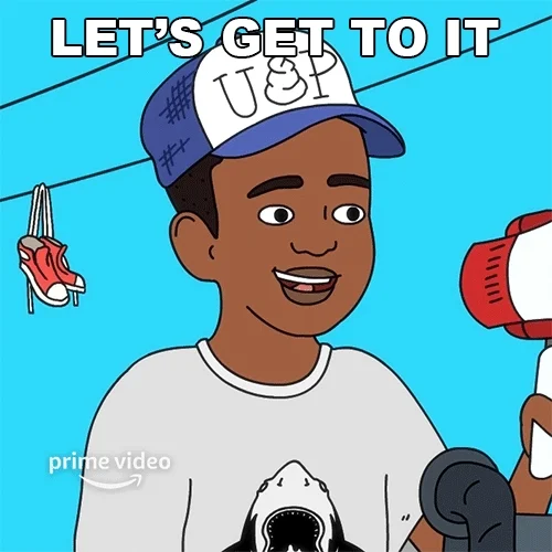 A young man with a loudspeaker says, 