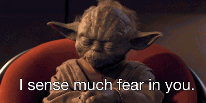 Yoda from Star Wars saying, 'I sense much fear in you.'