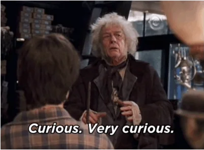 Garrick Ollivander from Harry Potter saying, 