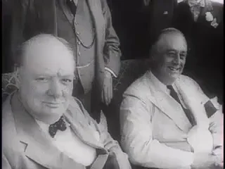 Churchill and Roosevelt meeting together.