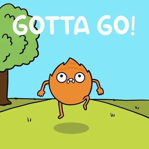 A cartoon character running to attend to urgent matter.