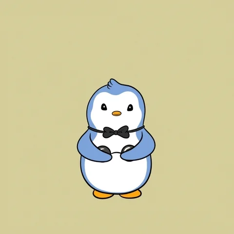 A cartoon penguin with sunglasses walking out of a landmine explosion.
