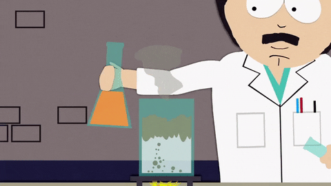 A South Park character pouring a chemical into a beaker