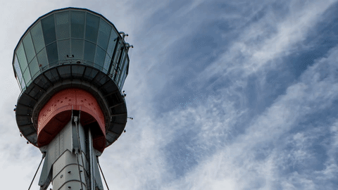 An air traffic controller tower
