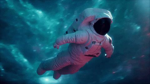 Astronaut floating in a space suit
