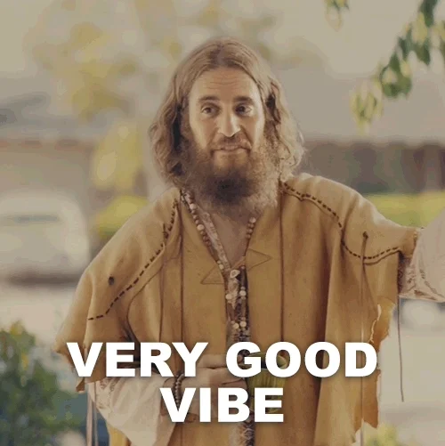 Jesus Church GIF by Lionsgate with text, 'Very Good Vibe.'