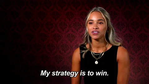A woman says, 'My strategy is to win.'