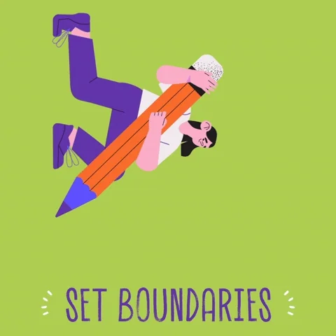 Animation of a person drawing a line to set boundaries.