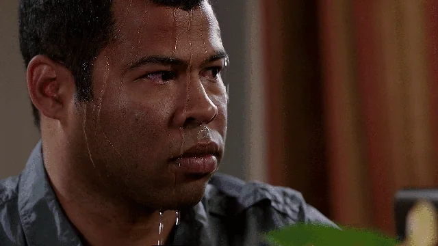 A man sweating really hard.