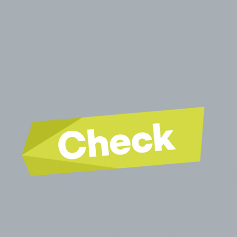 Tick mark drawn on top of the word check. 