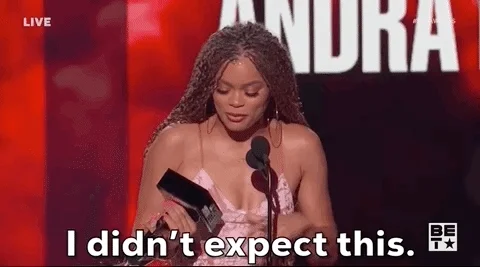 A celebrity winning an award and saying, 