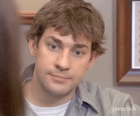 Jim from The Office making an awkward face