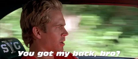 Paul Walker from Fast and Furious says while driving, 'You got my back, bro?' GIF by The Fast Saga