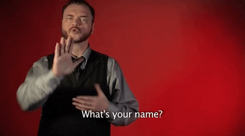 A man saying, 'What's your name?'