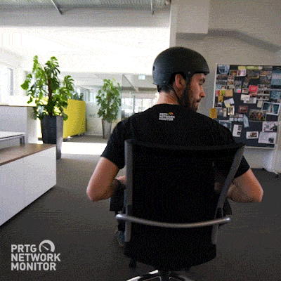 Person running with an office chair