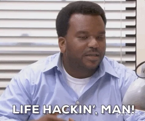 A man says, "Life hackin', man!"