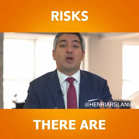 An office worker saying, "There are always risks involved."