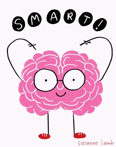 A bouncing brain. The text reads: "SMART!"