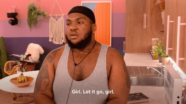 A man shaking his head and saying,