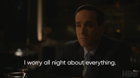 A man saying he worries all night about everything.