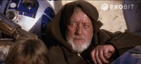 Alec Guiness as Obe-Wan Kenobi saying 