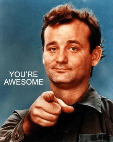Bill Murray pointing his finger forward and winking. The text reads: 
