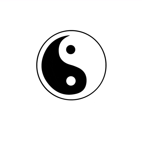 Yin and yang symbol. The black & white dots alternate, then change to the opposite of each color.