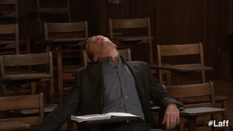 Neil Patrick Harris suddenly waking up in a classroom.