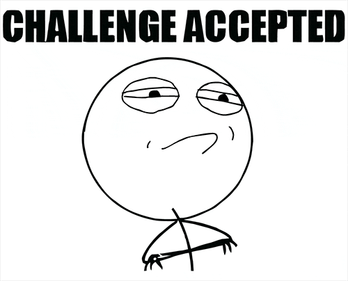 A person saying, 'Challenge accepted.'