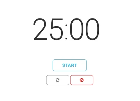 A digital timer counting down from 25 minutes. 
