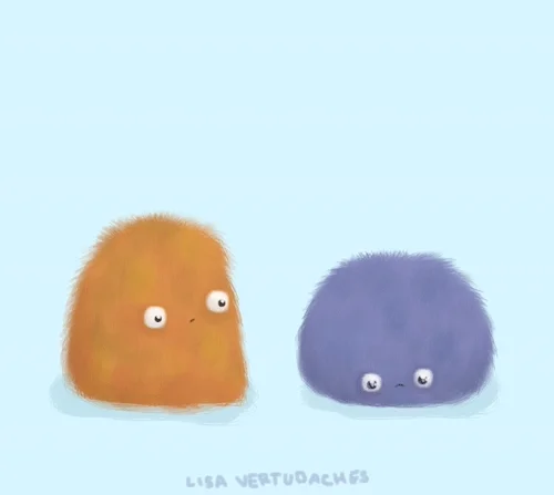 a gif of a blob comforting another blob