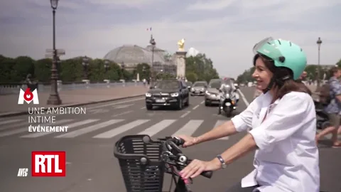 Ann Hidalgo biking around Paris.