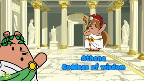 A cartoon representation of Athena, the Goddess of wisdom.