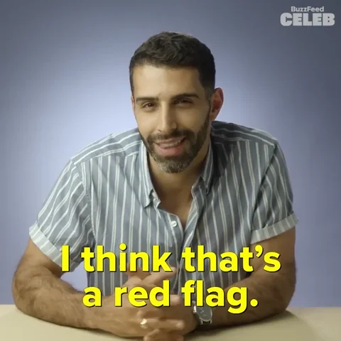A person saying 'I think that's a red flag'.