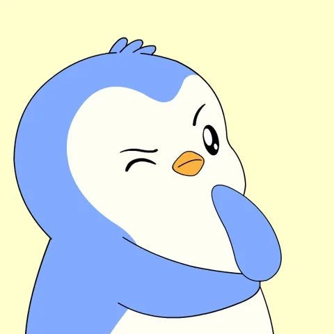Cartoon penguin thinking