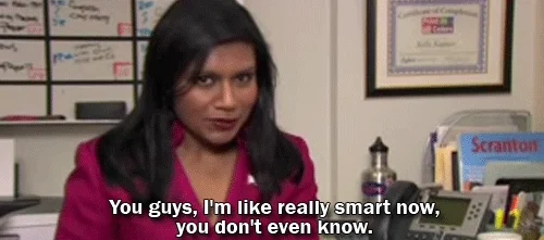 Mindy Kailing gif saying how smart she is.
