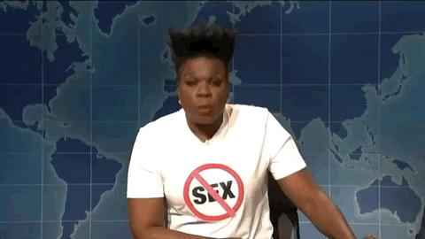 Black woman shouting no sex.