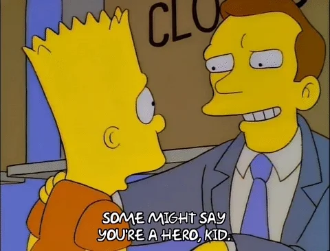 A Simpsons character telling Bart Simpson, 
