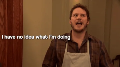Chris Pratt in an apron saying,