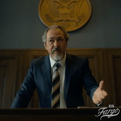 A man in a courtroom asking, 