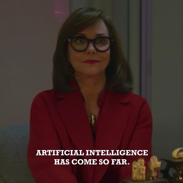 A woman saying 'Artificial Intelligence has come so far.'