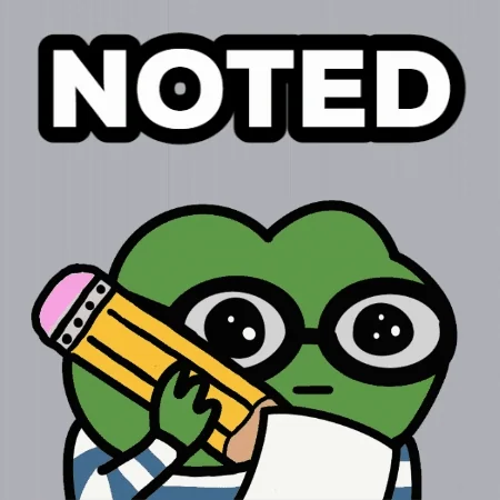 A cartoon frog writing on a notepad. The text reads: 