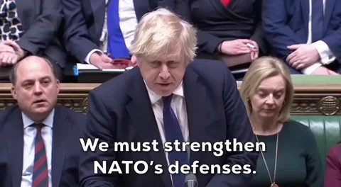 UK Prime Minister Boris Johnson says, 'We must strengthen NATO's defences' during a House of Commons speech.