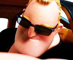 A close up of an animated confident man wearing sunglasses.