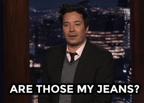 Jimmy Kimmel asks, "Are those my jeans?"