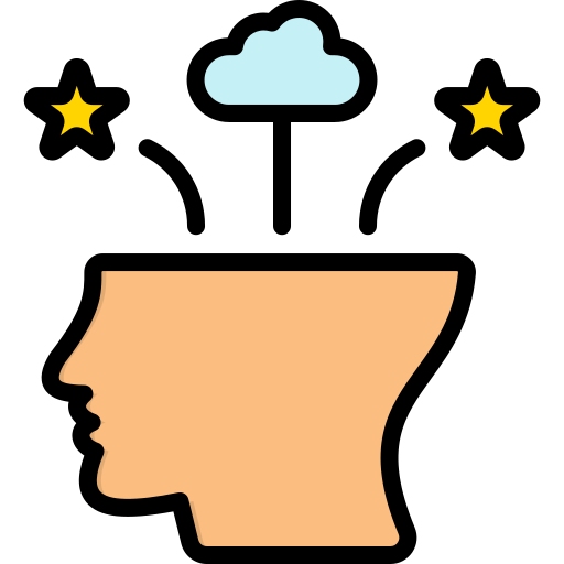 Head with a cloud and two stars coming out