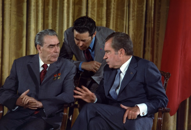 Nixon meeting with Soviet chairman Leonid Brezhnev.